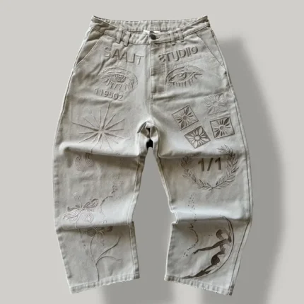 Saalt Studio Cream Ornate Work Pants